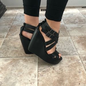 Black Kork Ease Hailey wedge 7/38